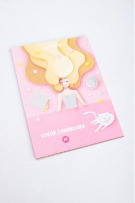 Картон кольоровий, односторонній, А5, 10 листів, 10 кольорів